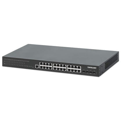 Switch PoE+ entièrement géré de niveau 2+ à 28 ports avec 24 ports Gigabit Ethernet et 4 liaisons montantes SFP+